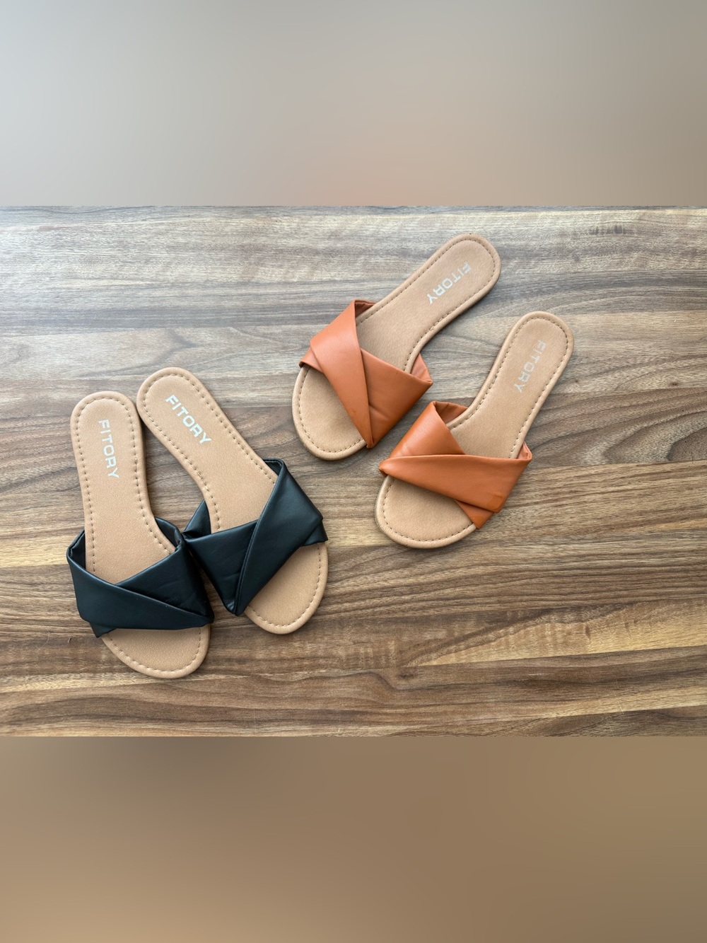 Black and Caramel Brown Slides Sandals Bundle